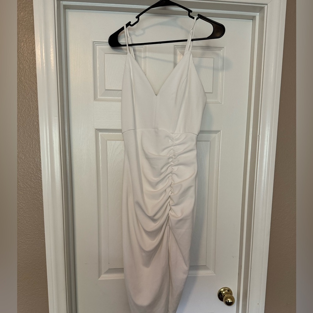Elegant White Ruched Dress